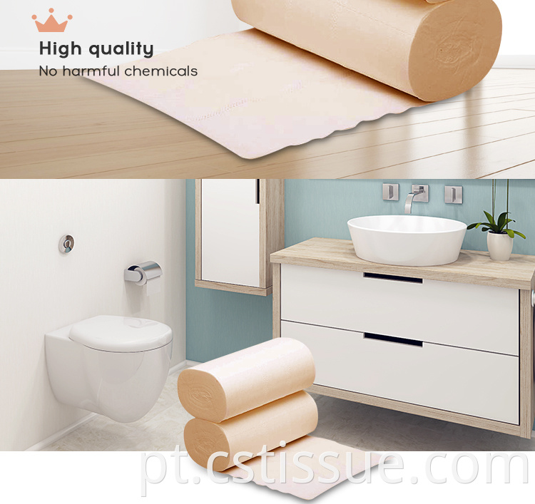 Lateral lateral personalizado em relevo marrom natural sem cor de 4 dobras de higiene para banheiro